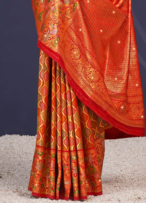 Maroon Dupion Silk Saree With Blouse Piece