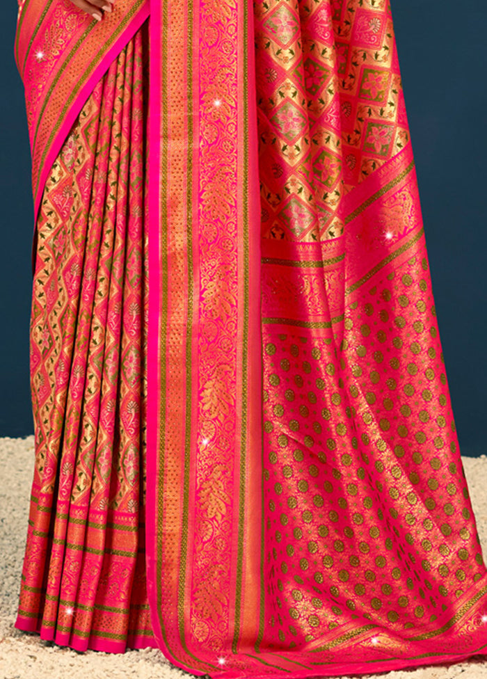 Pink Dupion Silk Saree With Blouse Piece