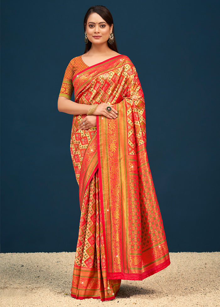 Yellow Dupion Silk Saree With Blouse Piece