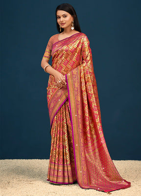 Wine Dupion Silk Saree With Blouse Piece