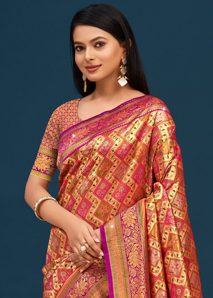 Wine Dupion Silk Saree With Blouse Piece