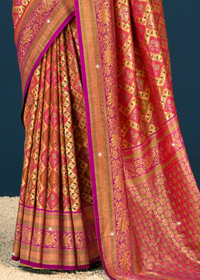 Wine Dupion Silk Saree With Blouse Piece