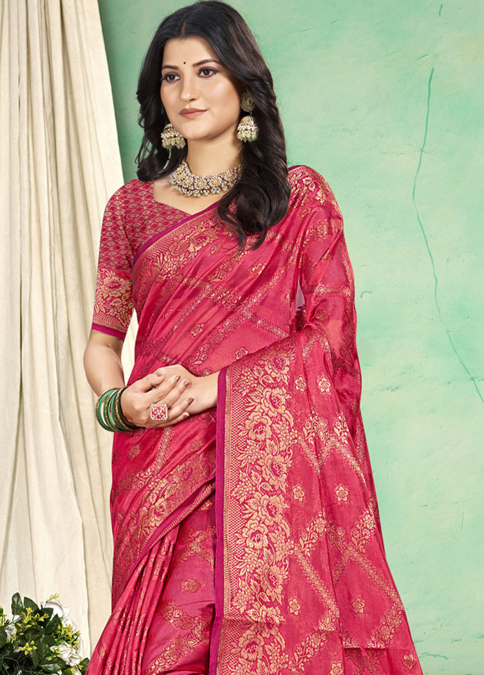 Pink Spun Silk Saree With Blouse Piece