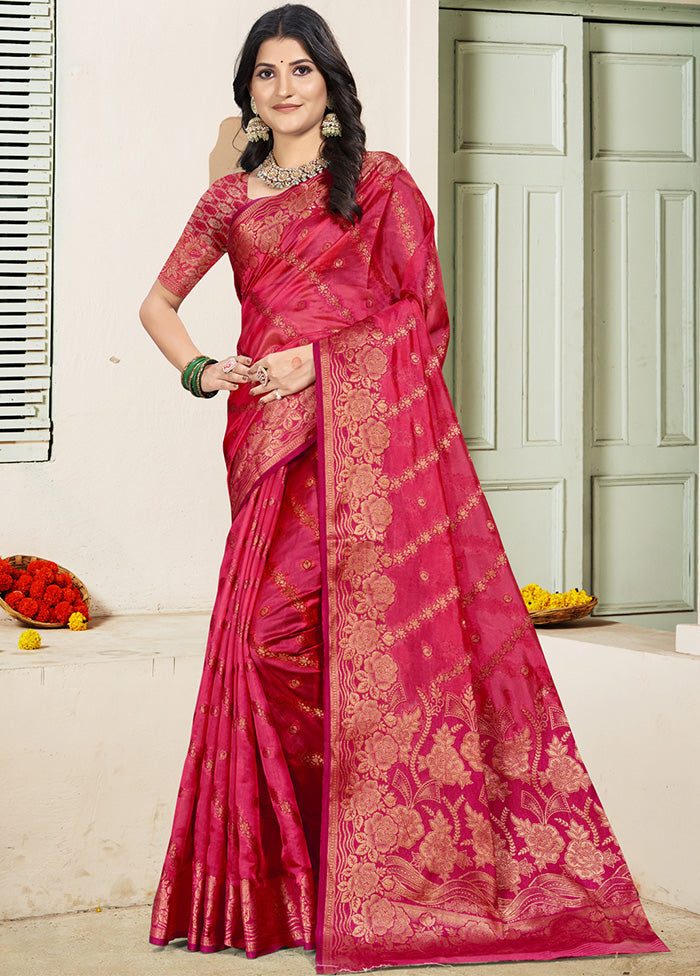 Pink Spun Silk Saree With Blouse Piece