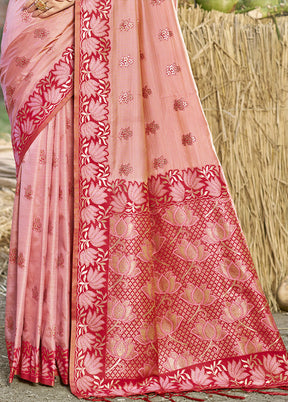 Light Pink Spun Silk Saree With Blouse Piece