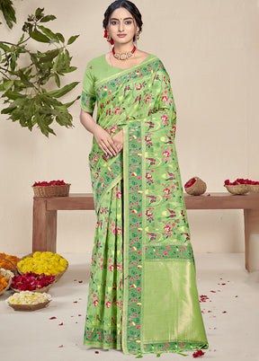 Multicolor Dupion Silk Saree With Blouse Piece