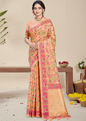 Multicolor Dupion Silk Saree With Blouse Piece