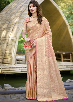 Cream Spun Silk Saree With Blouse Piece