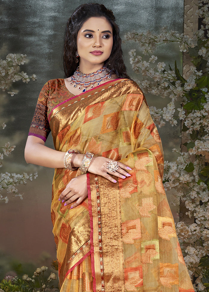 Teal Chanderi Silk Saree With Blouse Piece