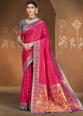 Pink Spun Silk Saree With Blouse Piece