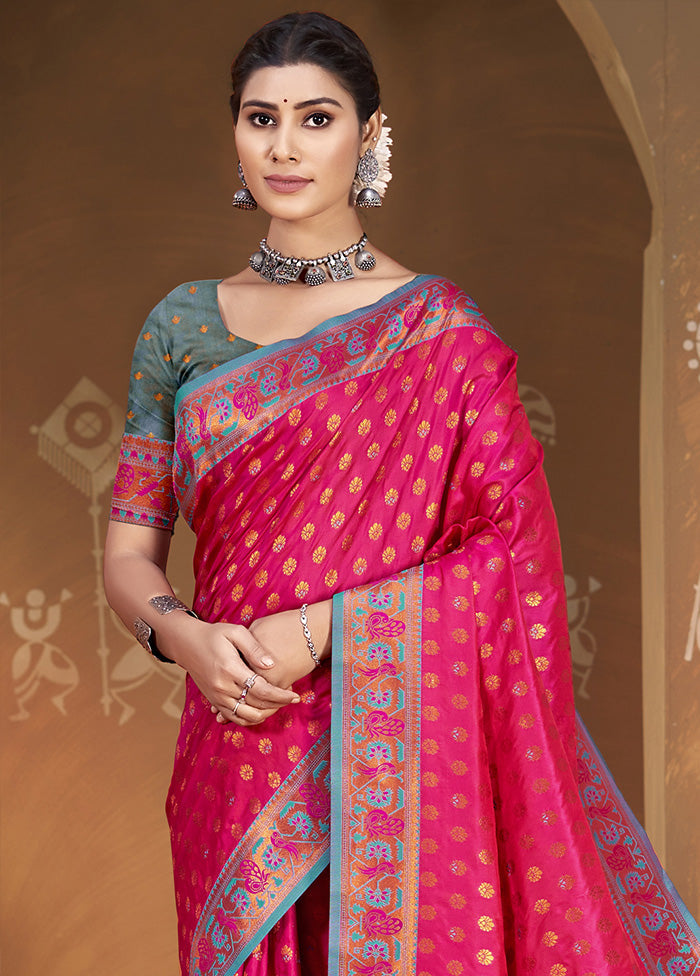 Pink Spun Silk Saree With Blouse Piece