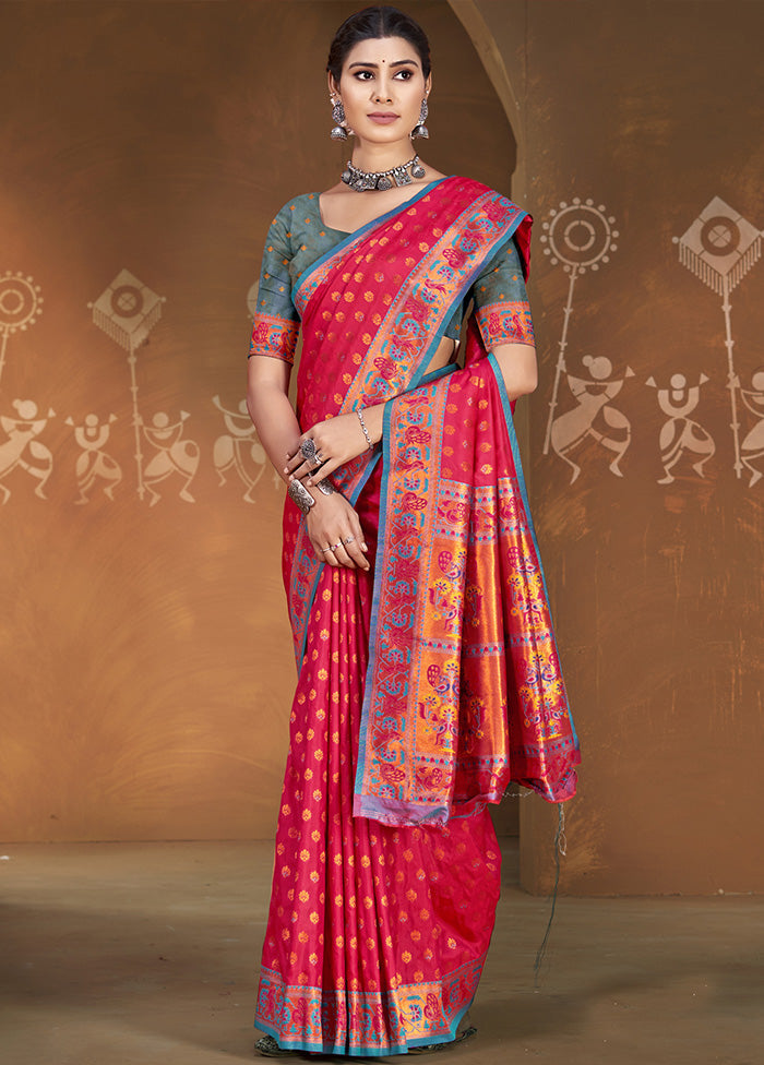 Red Spun Silk Saree With Blouse Piece