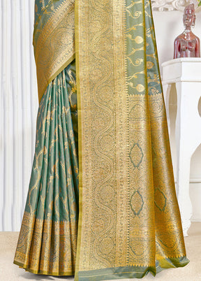 Multicolor Dupion Silk Saree With Blouse Piece