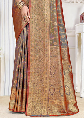 Multicolor Dupion Silk Saree With Blouse Piece