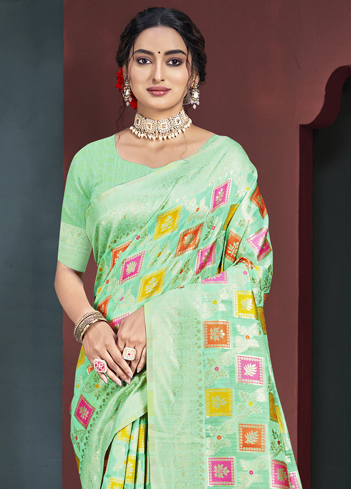 Multicolor Cotton Saree With Blouse Piece