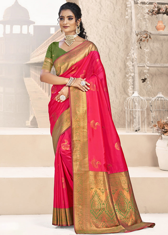 Red Spun Silk Saree With Blouse Piece