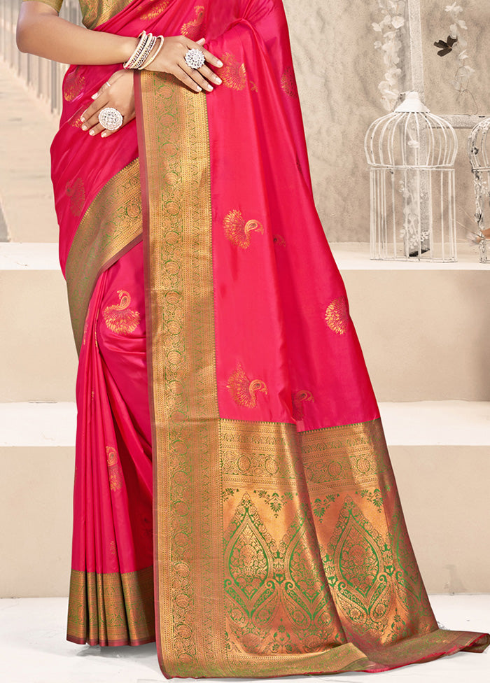 Red Spun Silk Saree With Blouse Piece