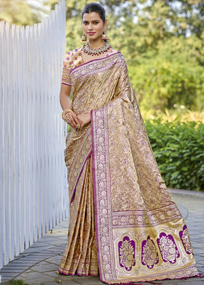 Cream Spun Silk Saree With Blouse Piece