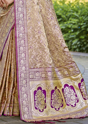 Cream Spun Silk Saree With Blouse Piece