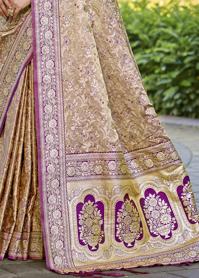 Cream Spun Silk Saree With Blouse Piece