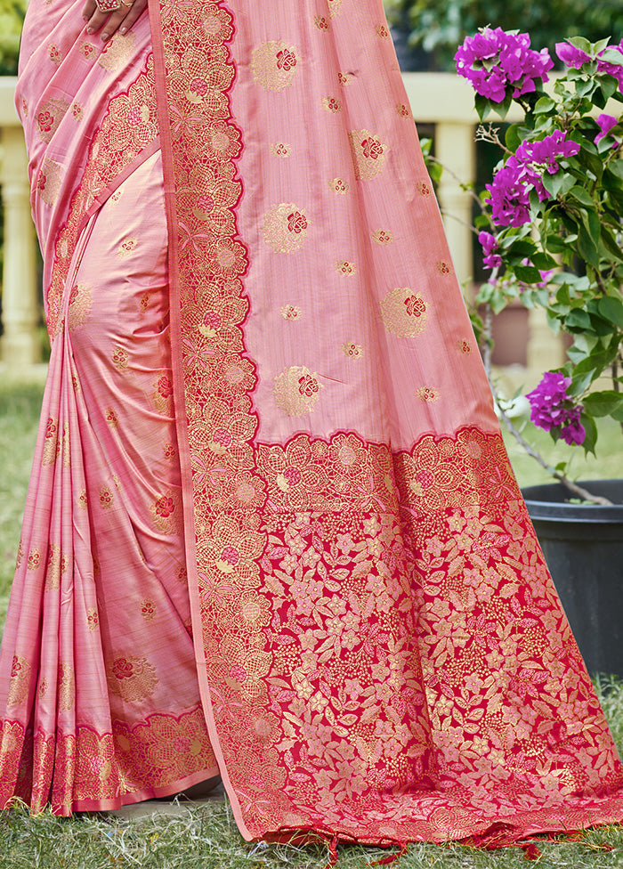 Light Pink Spun Silk Saree With Blouse Piece