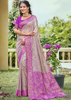 Grey Spun Silk Saree With Blouse Piece