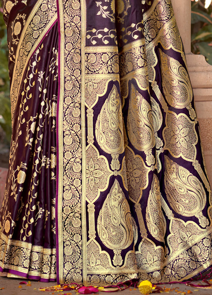 Purple Dupion Silk Saree With Blouse Piece