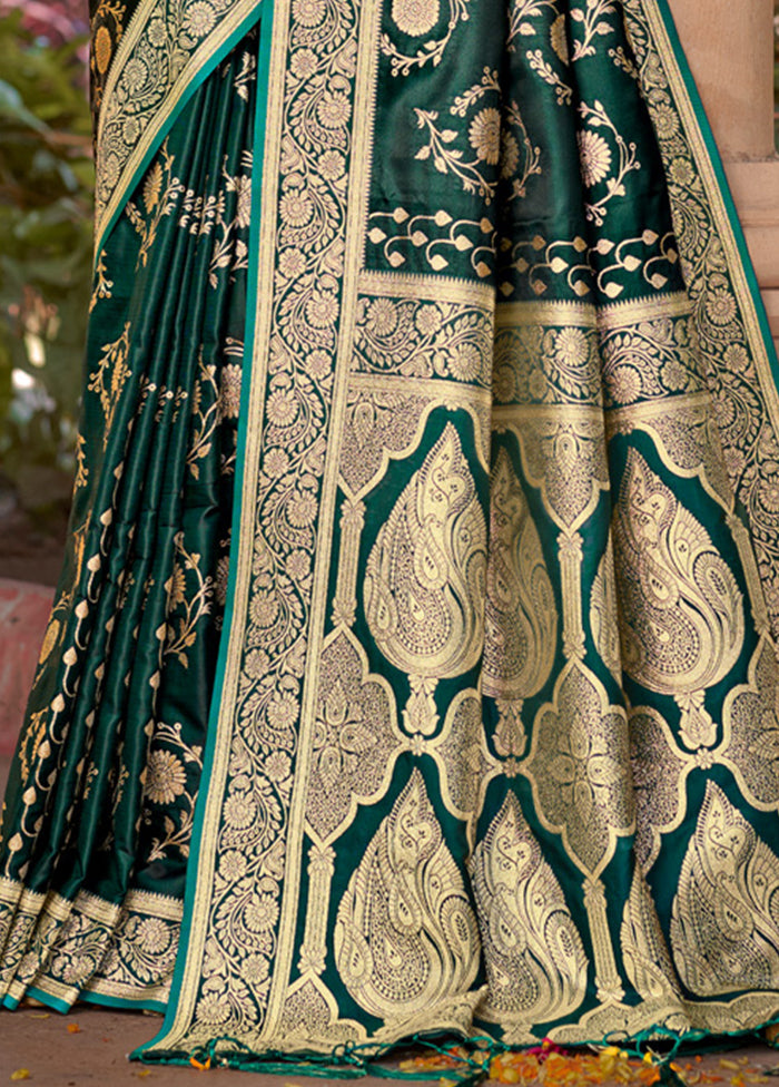 Green Dupion Silk Saree With Blouse Piece