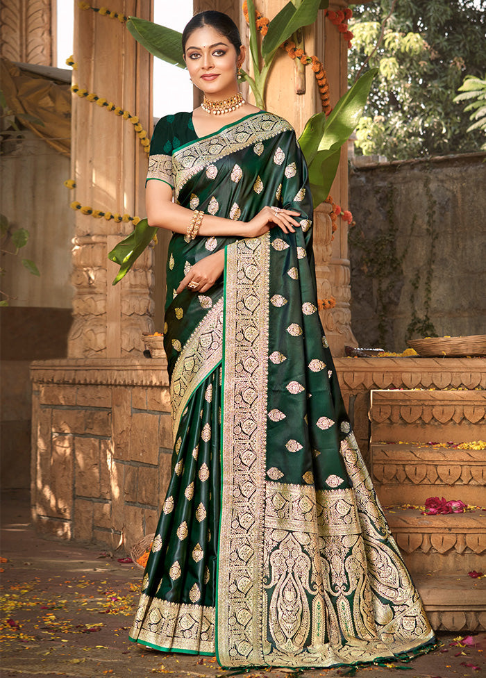 Green Dupion Silk Saree With Blouse Piece