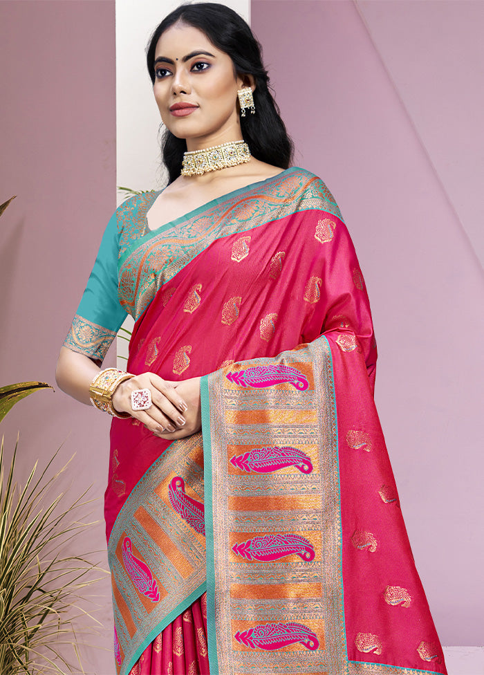 Rani Dupion Silk Saree With Blouse Piece