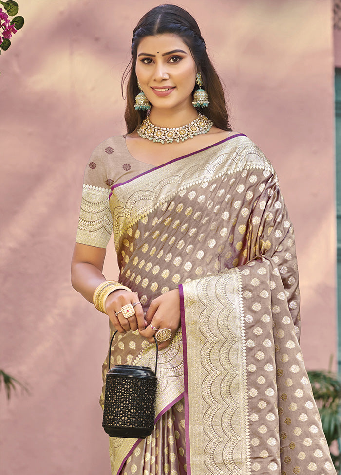 Grey Spun Silk Saree With Blouse Piece