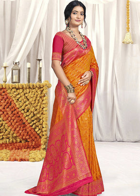 Multicolor Dupion Silk Saree With Blouse Piece