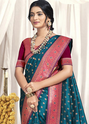 Multicolor Dupion Silk Saree With Blouse Piece