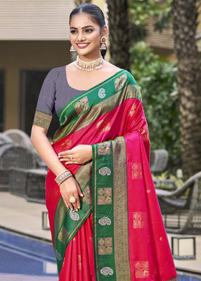 Red Spun Silk Saree With Blouse Piece