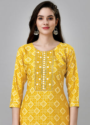 2 Pc Yellow Readymade Rayon Kurti Set