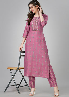 2 Pc Pink Readymade Rayon Kurti Set