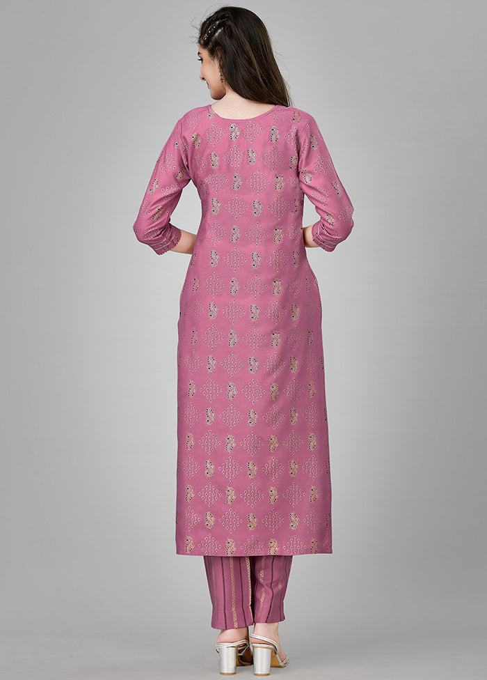 2 Pc Pink Readymade Rayon Kurti Set