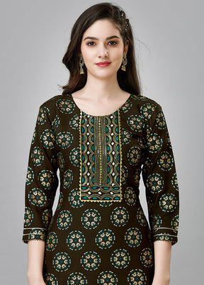 2 Pc Coffee Readymade Rayon Kurti Set