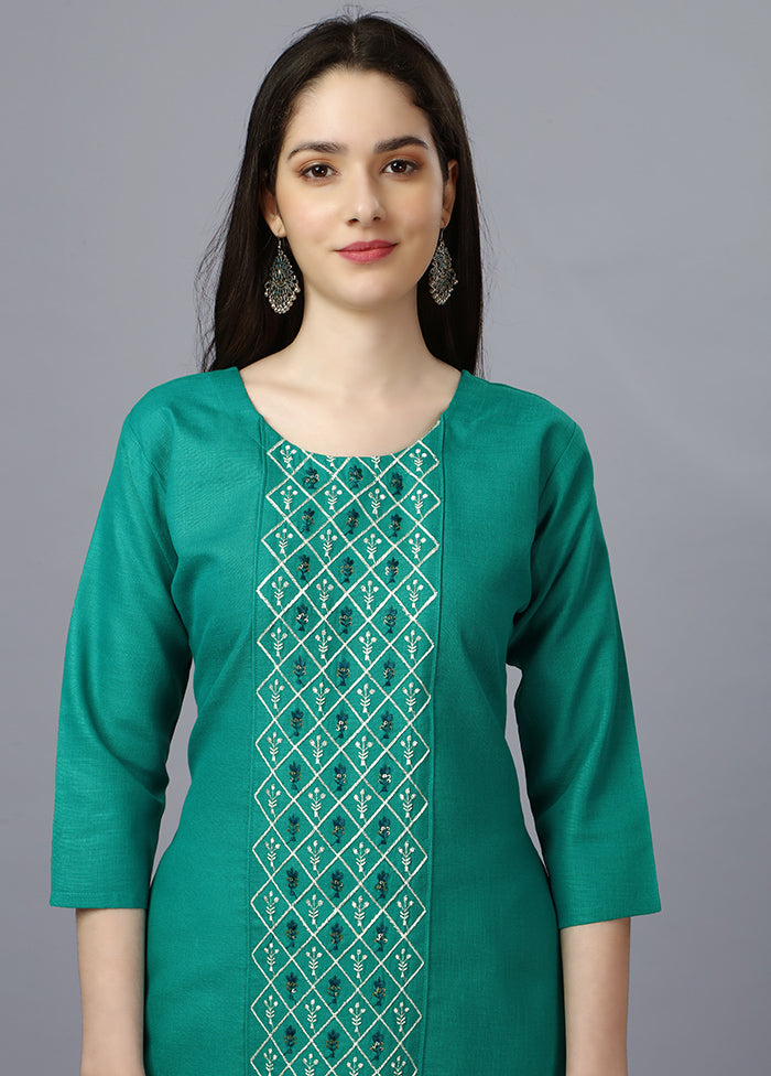 Rama Green Readymade Cotton Kurti