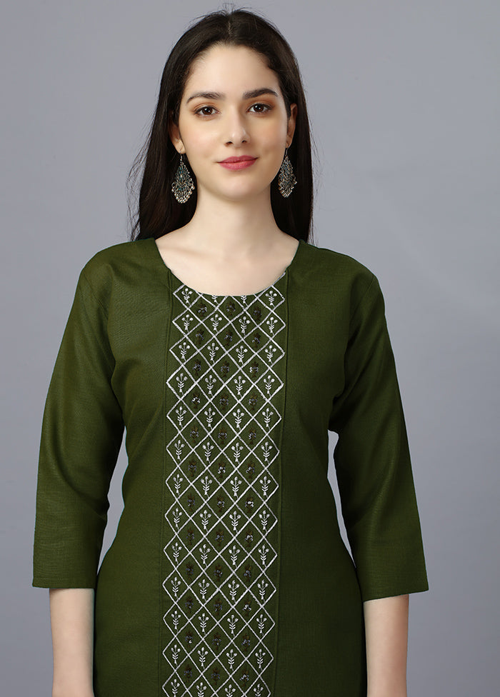 Mehendi Green Readymade Cotton Kurti