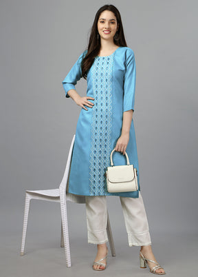 Sky Blue Readymade Cotton Kurti