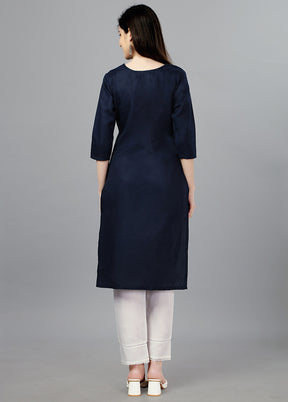 Navy Blue Readymade Cotton Kurti