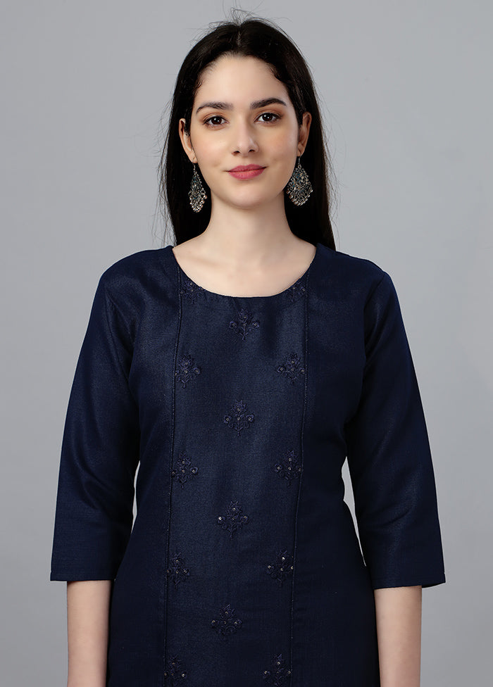 Navy Blue Readymade Cotton Kurti