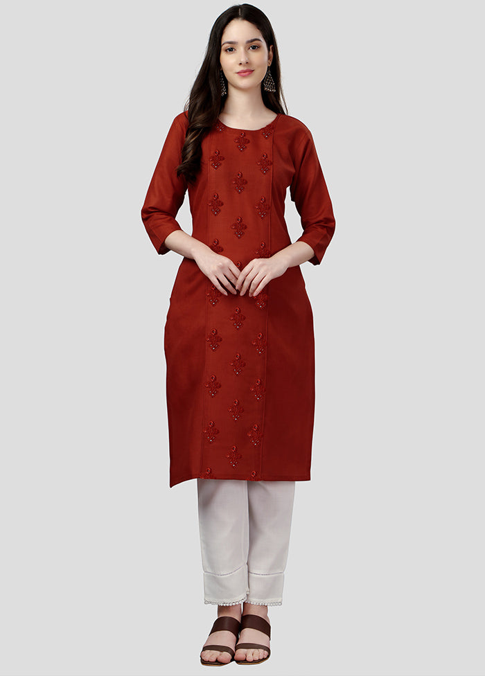 Orange Readymade Cotton Kurti