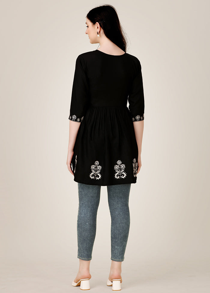 Black Readymade Rayon Kurti