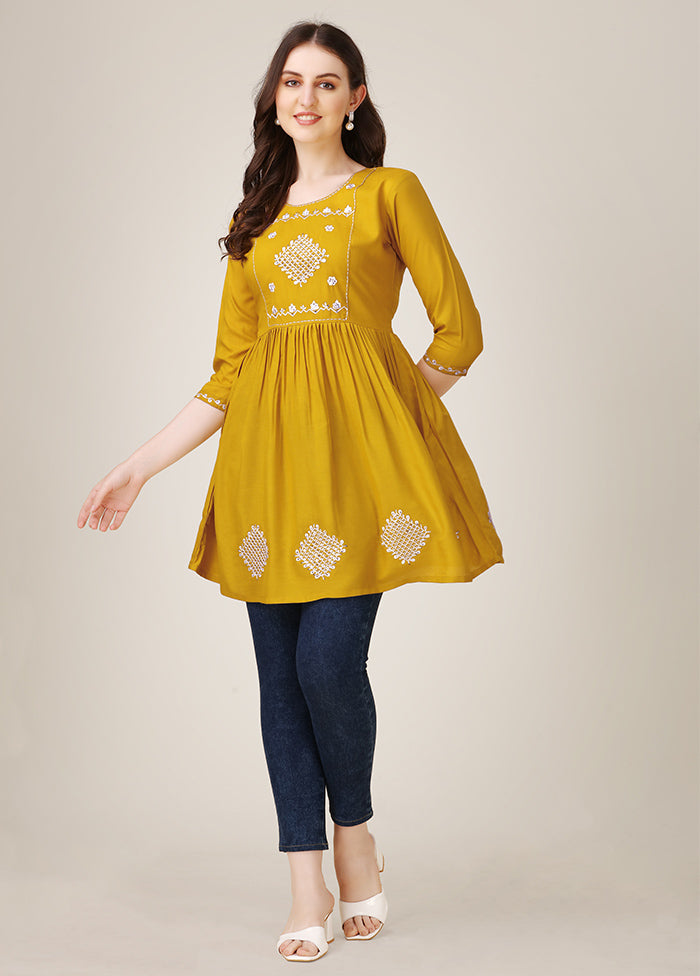 Mustard Readymade Rayon Kurti