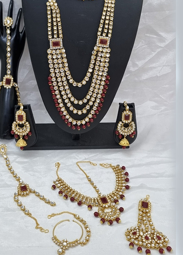 Maroon Alloy Jewellery Set