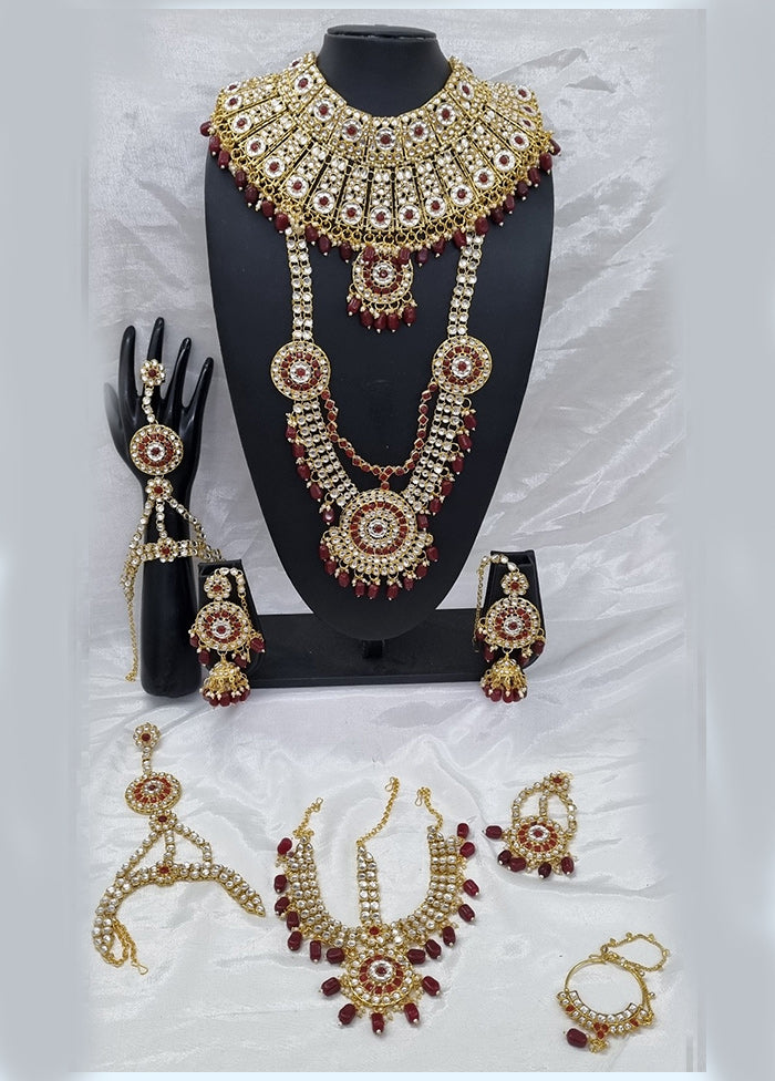 Maroon Alloy Jewellery Set