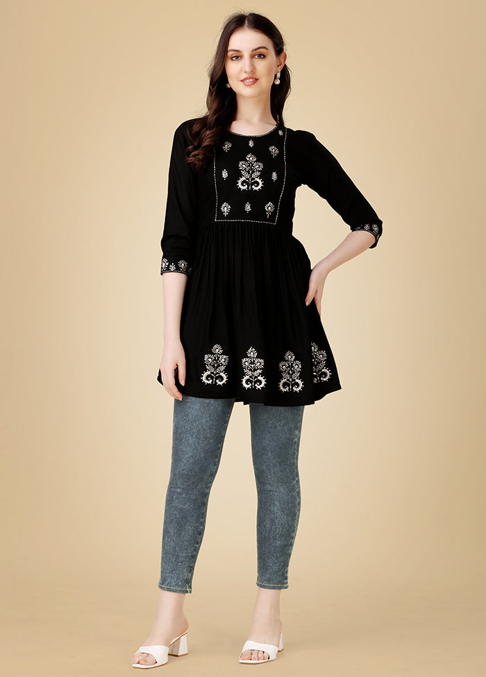 Black Readymade Rayon Kurti