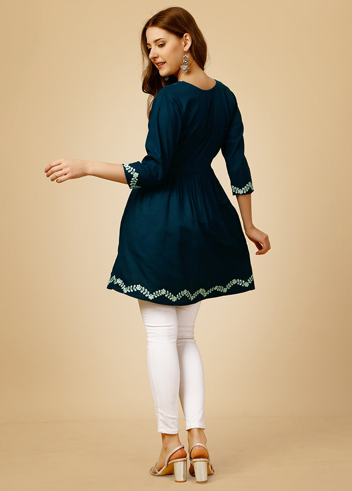 Blue Readymade Rayon Kurti